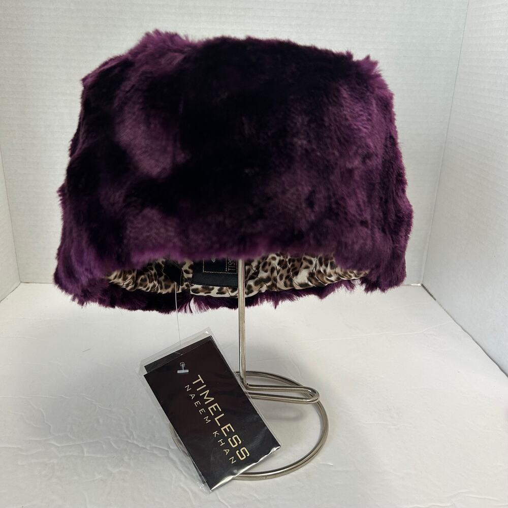 Vintage Timeless Naeem Khan Purple Faux Fur‎ Cloche Hat NWT